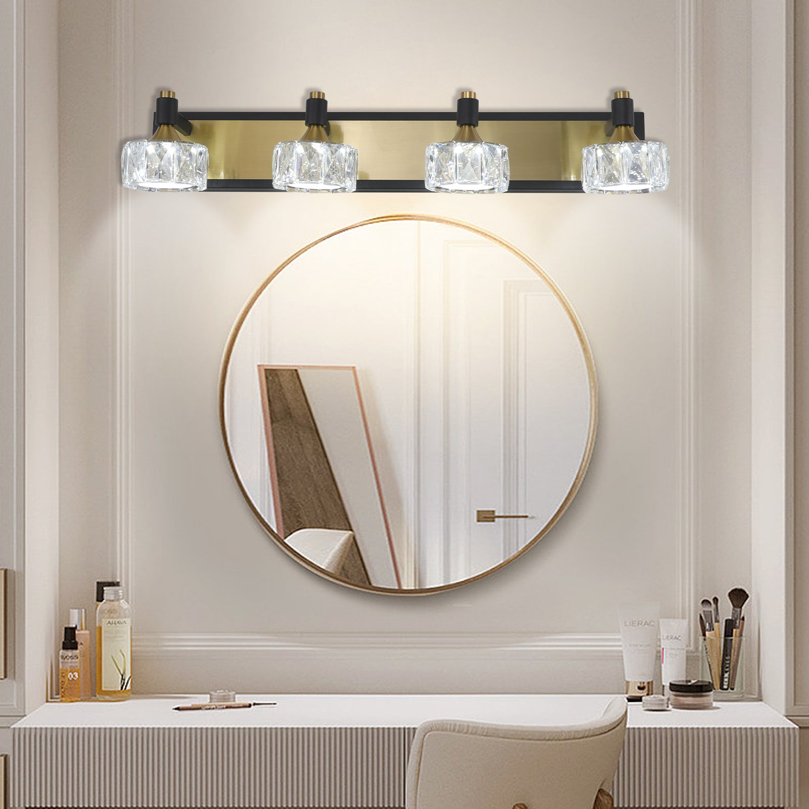 Lampada Bagno LED 4 Luci Cristallo Moderna