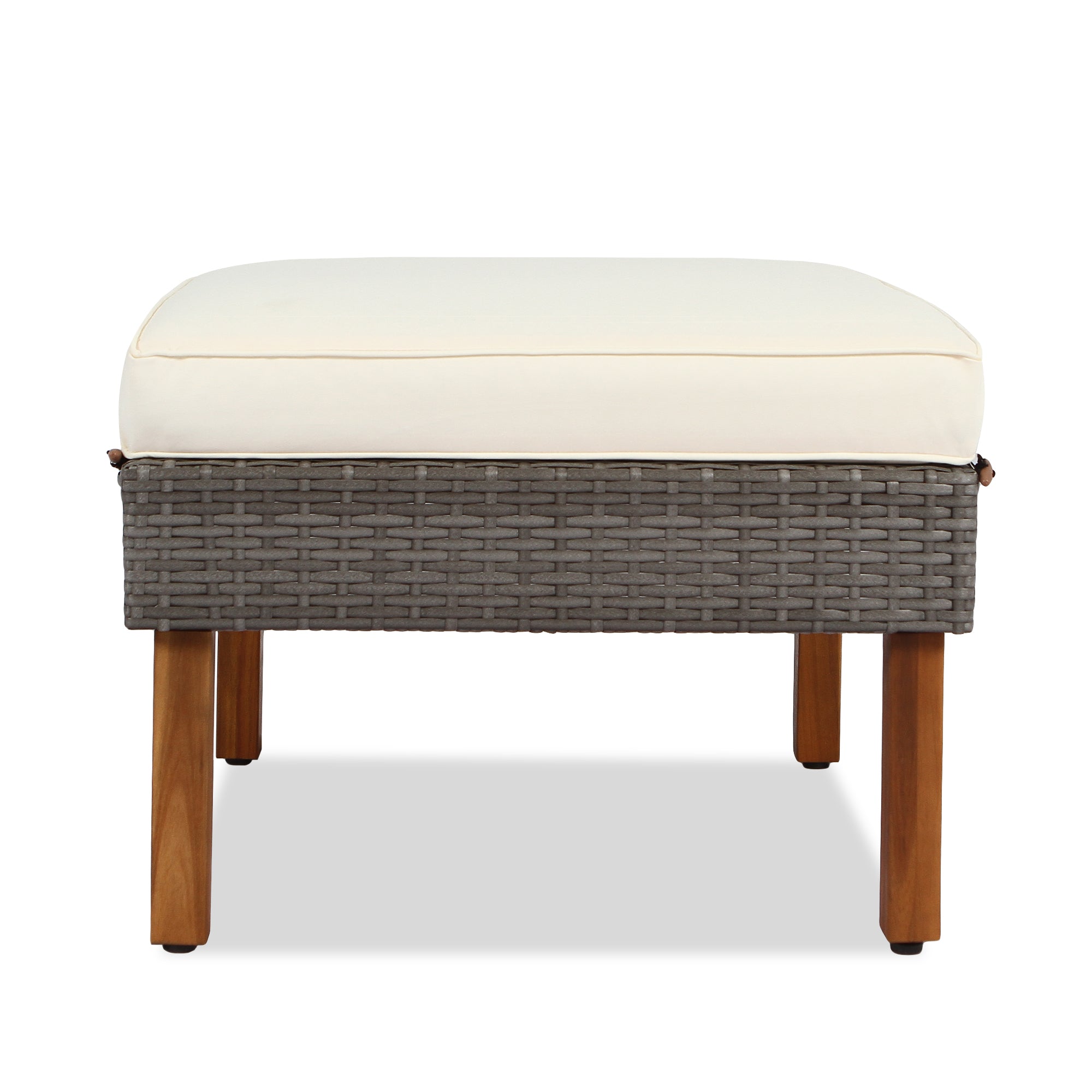 Set Patio Rattan 9 Pezzi Beige Acacia