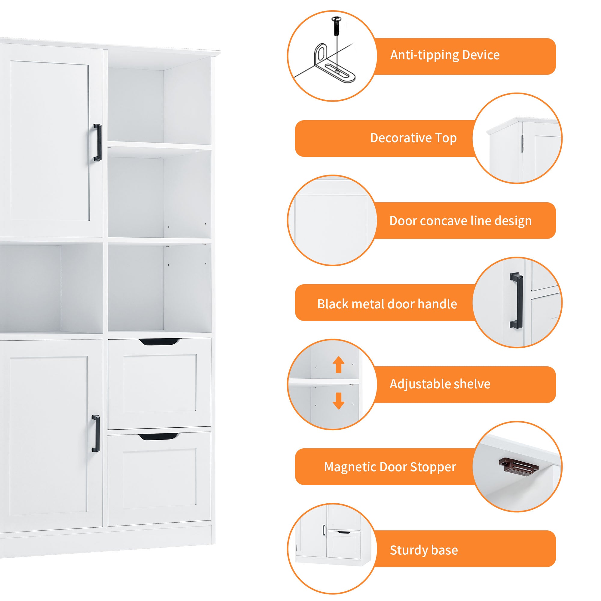 Mobile Bagno Porte Cassetti Ripiani Bianco