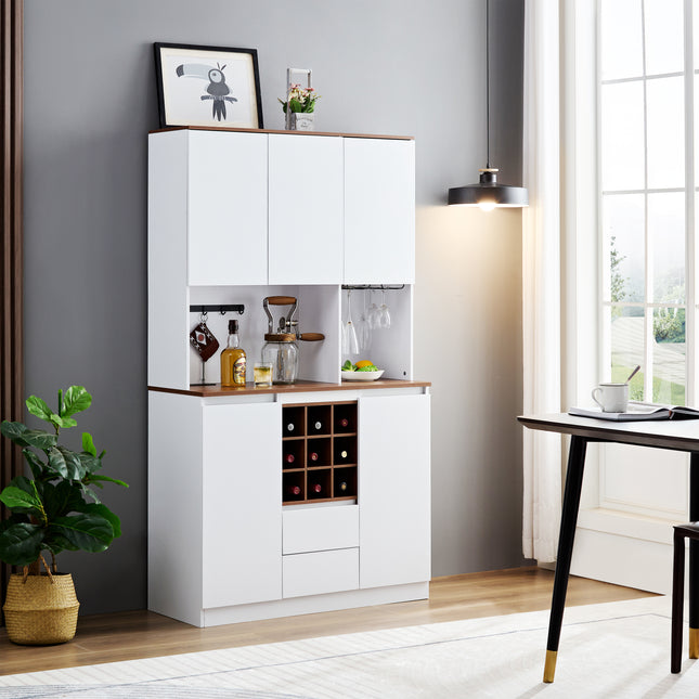 Farmhouse Coffee Bar Wine Cabinet ,68.89'' Kitchen Buffet Cabinet with Storage, Liquor Cabinet for Home & Dining Room Default Title