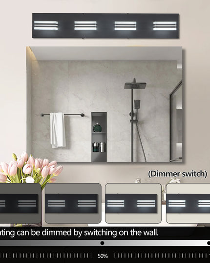 LED Modern Black Vanity Lights – 4-Lights Acrylic Matte Black Bathroom Vanity Lights for Over Mirror