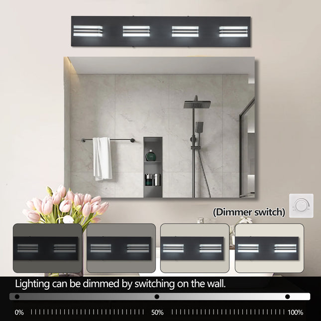 LED Modern Black Vanity Lights – 4-Lights Acrylic Matte Black Bathroom Vanity Lights for Over Mirror