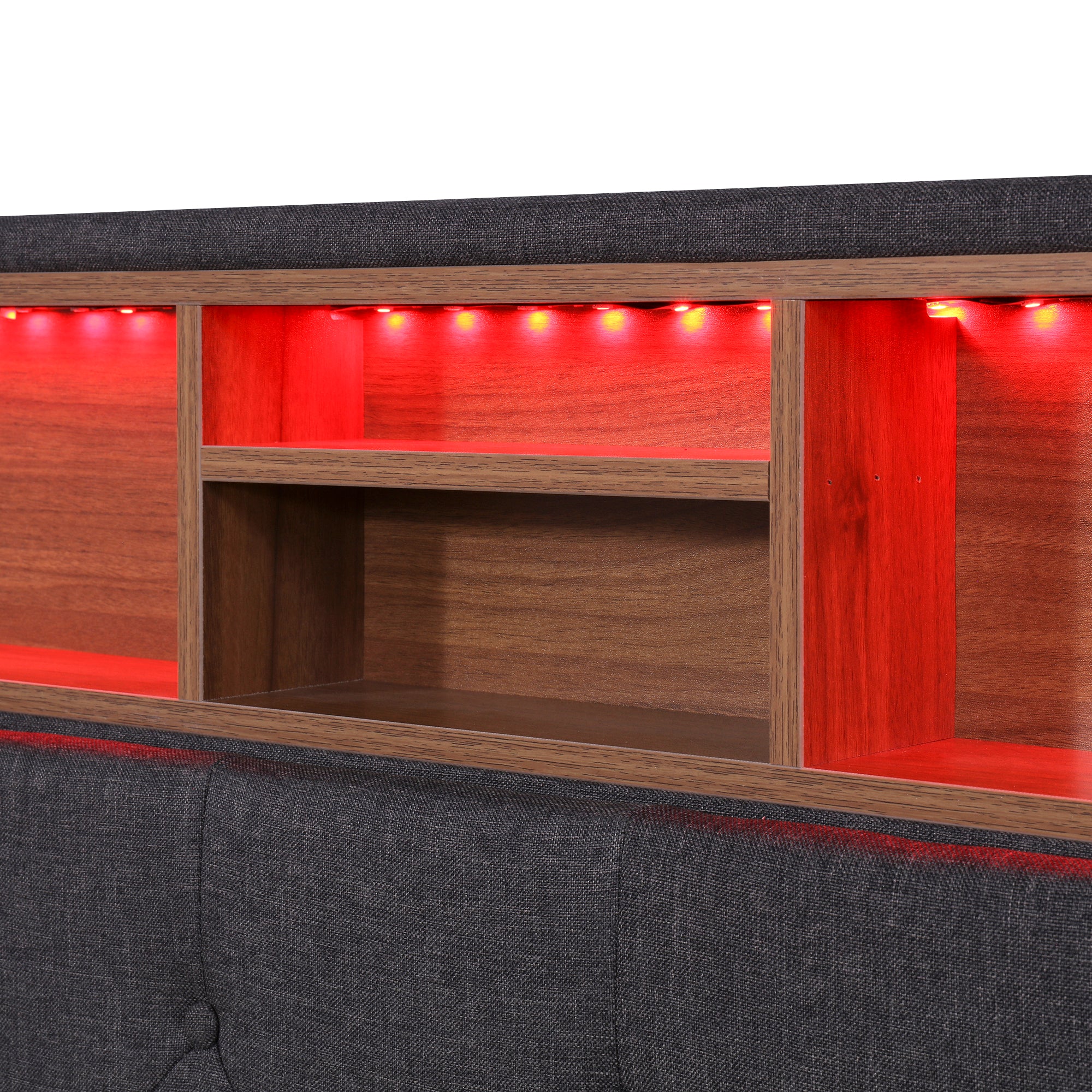 Letto Queen con LED e Ricarica USB Grigio Scuro