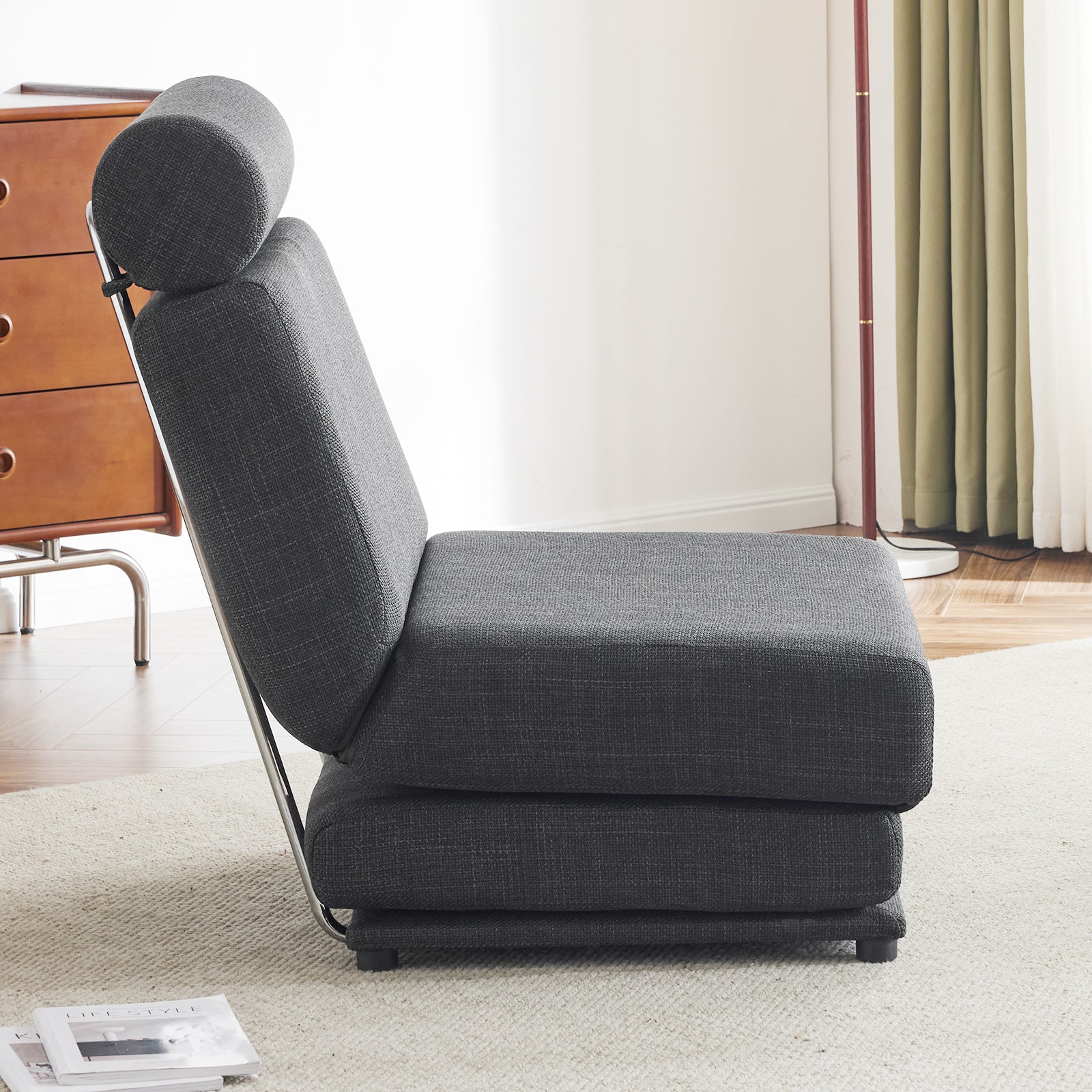 Poltrona Letto Pieghevole Grigio Scuro