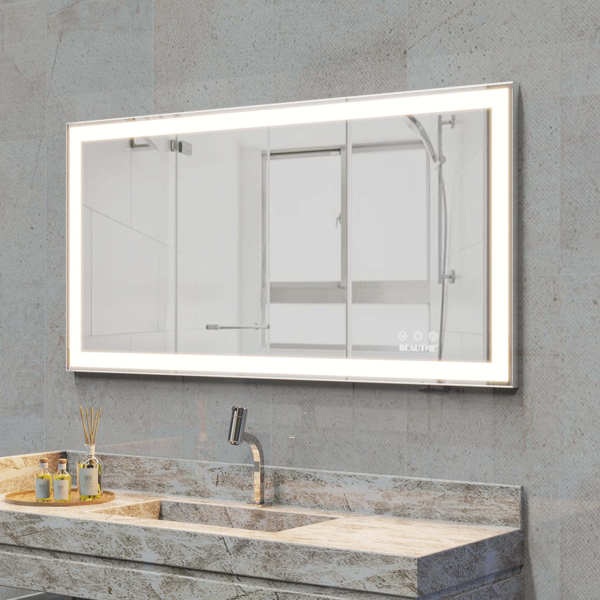 Specchio LED Bagno 122x61cm Antiappannamento