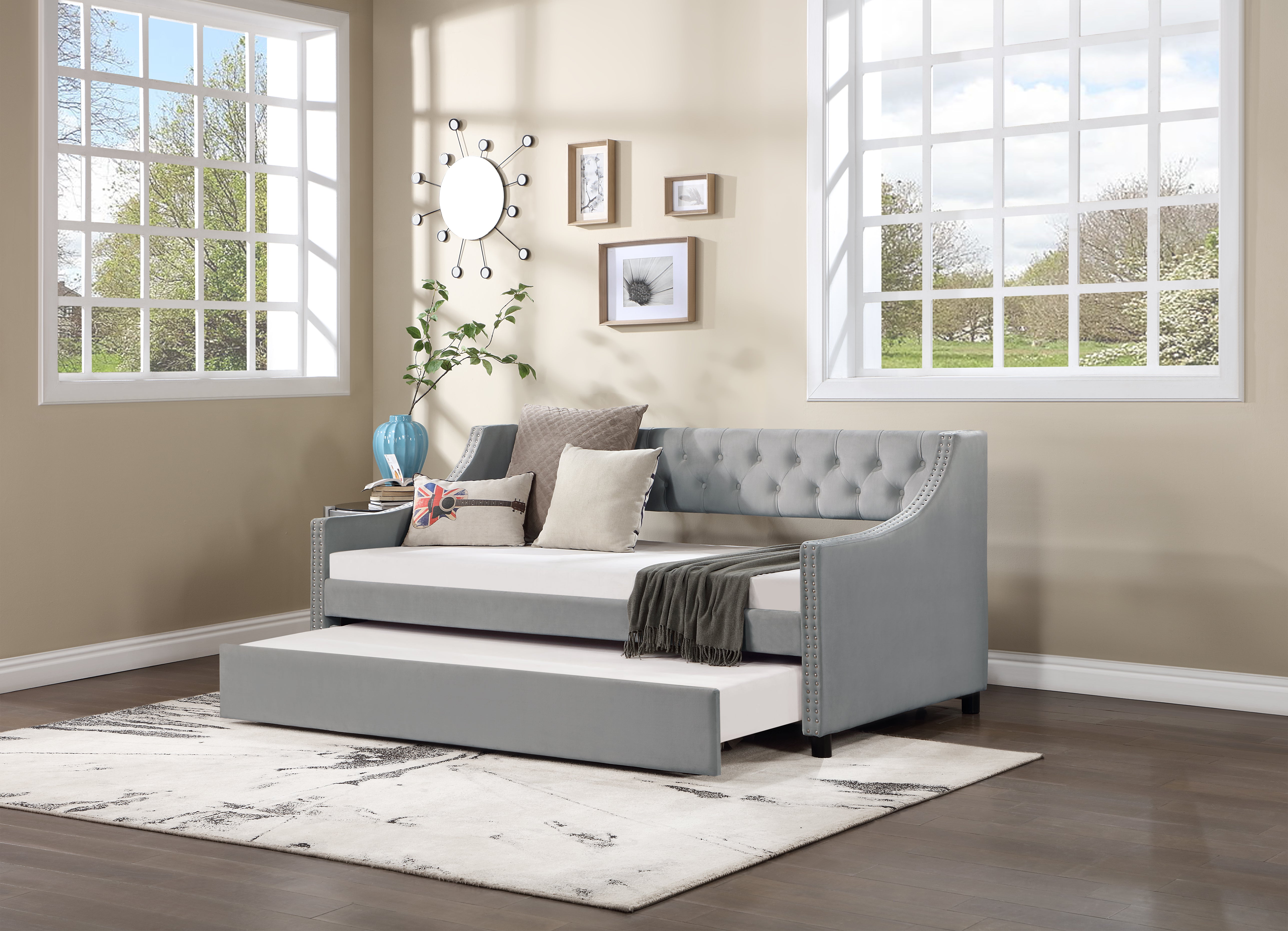Daybed Full Size con Letto Estraibile Grigio