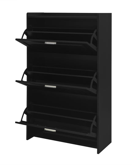 U-Can Shoe Storage Cabinet for Entryway with 3 Flip Drawers, Modern Shoe Organizer Cabinet, Free Standing Shoe Rack Black