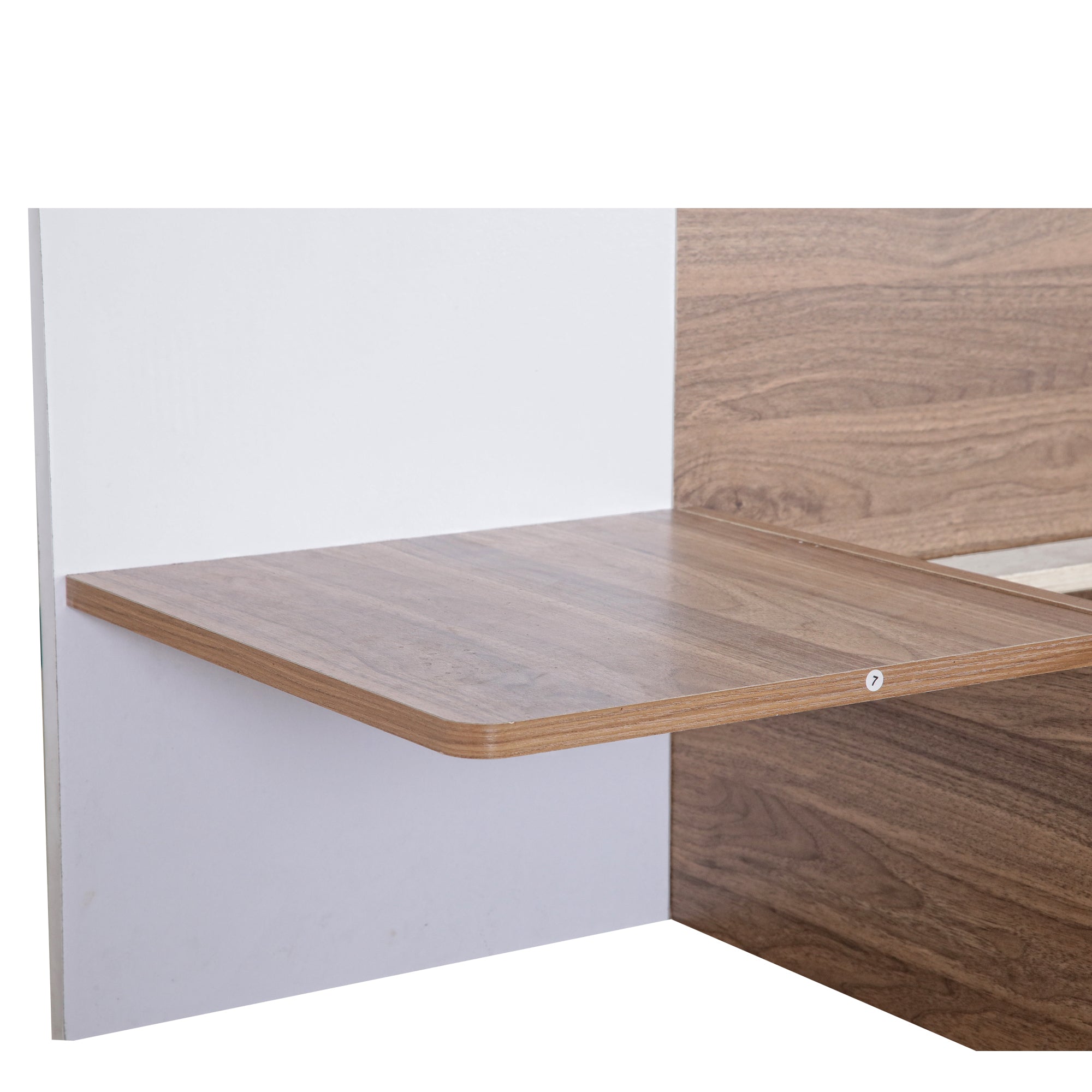 Letto Matrimoniale in Legno con Cassetti, Ripiani, Porte USB e Prese - Naturale