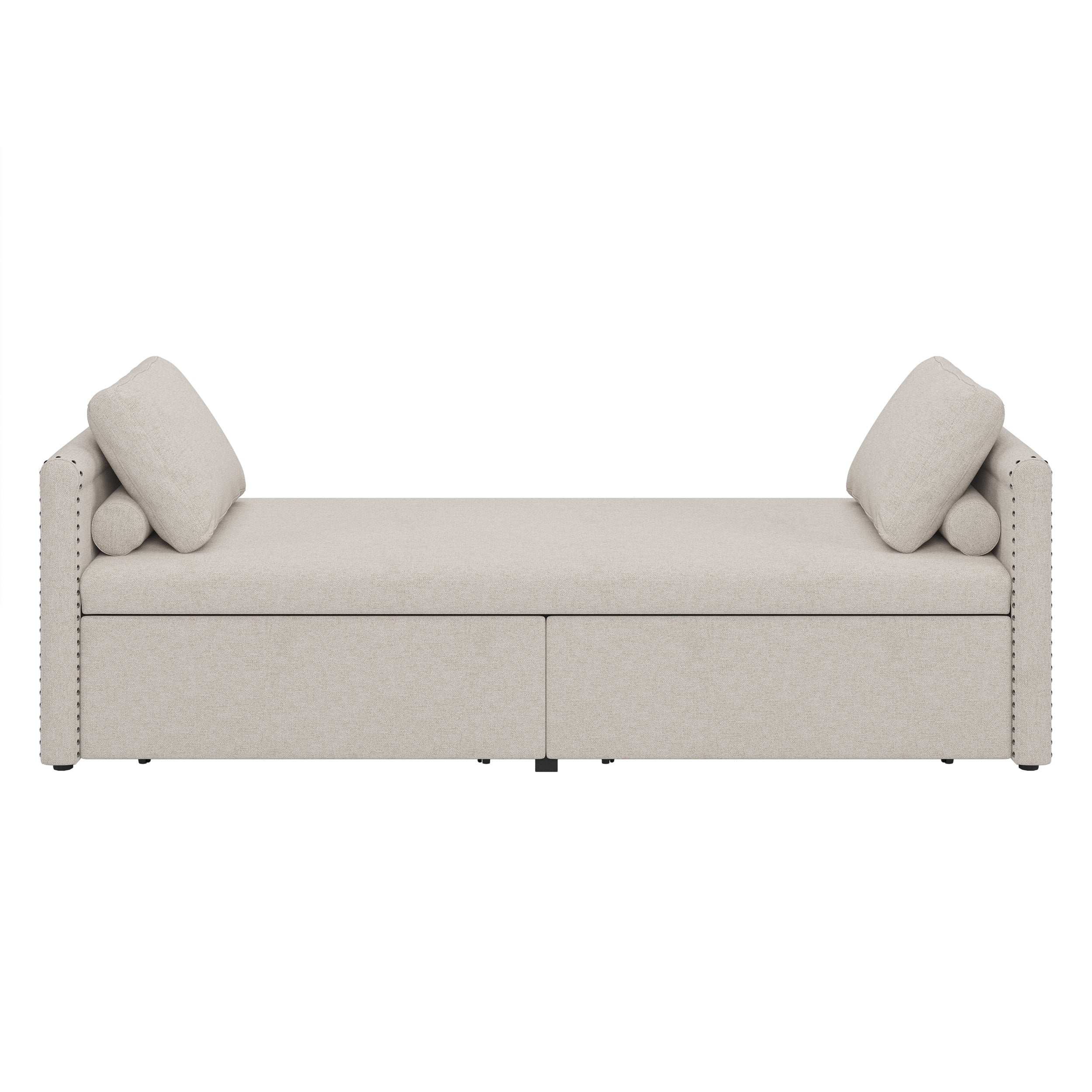 Poltrona Letto Imbottita 2 Cassetti Beige