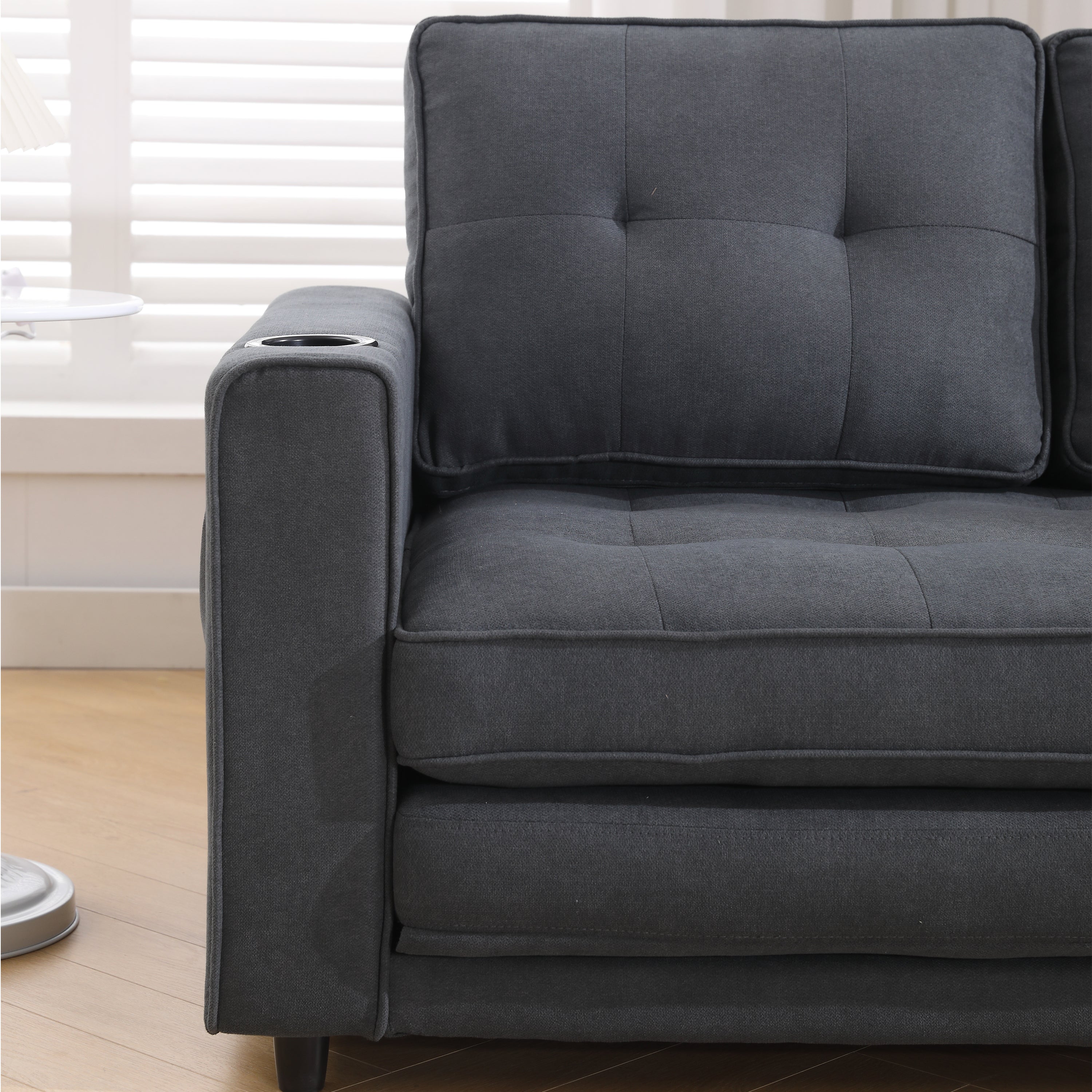 Divano Letto Futon 3 in 1 Grigio Scuro