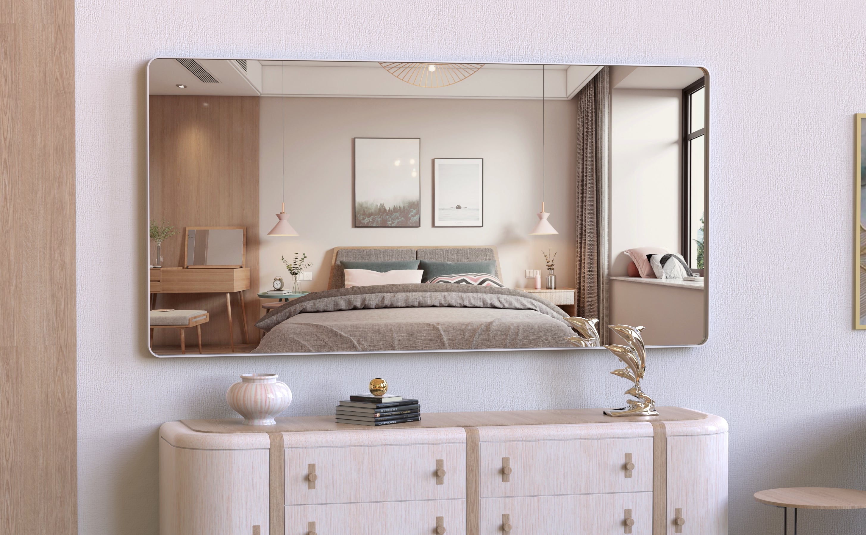 Specchio Bagno 183x91cm con Vassoio Mobile