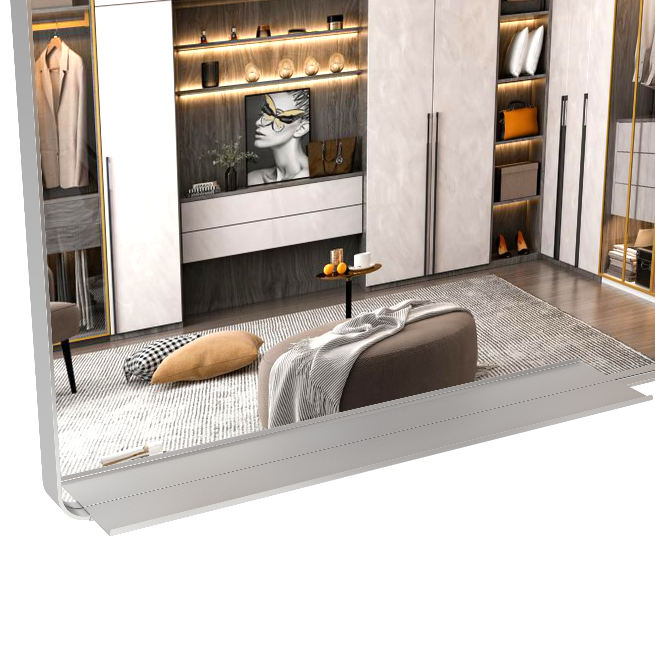 Specchio Bagno 183x91cm con Vassoio Mobile
