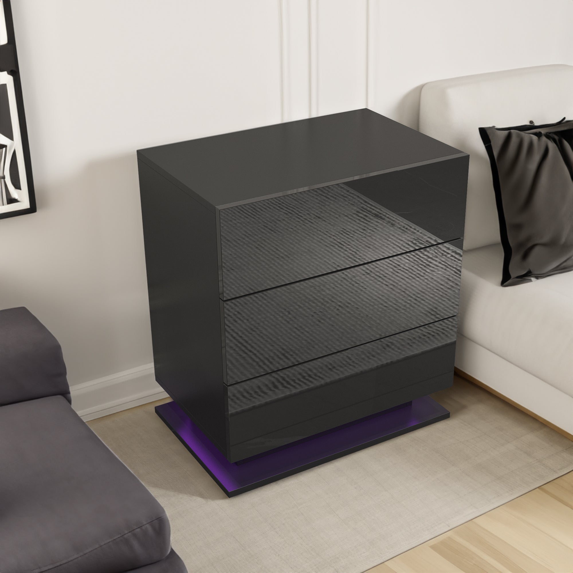 Comodino Nero con LED RGB