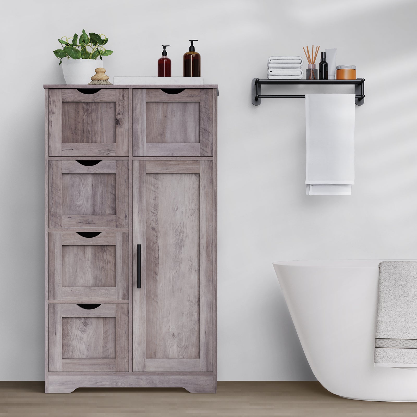 Mobile Bagno 5 Cassetti 1 Anta Grigio
