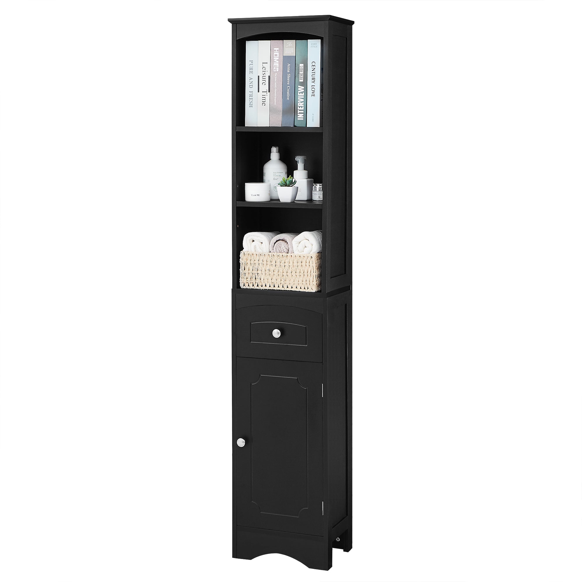 Mobile Bagno Stretto Alto Nero 170cm