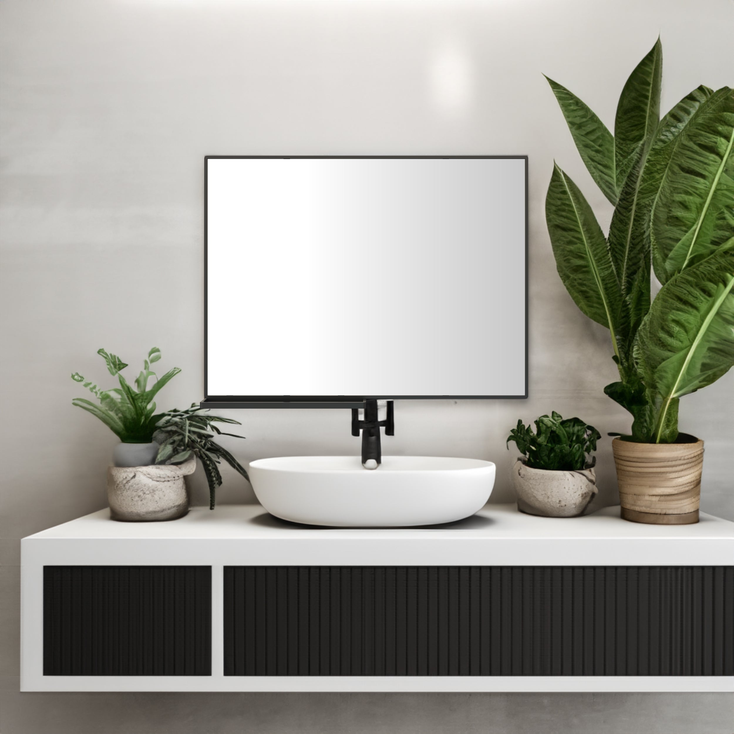 Specchio Bagno 102x76cm con Mensola Nero