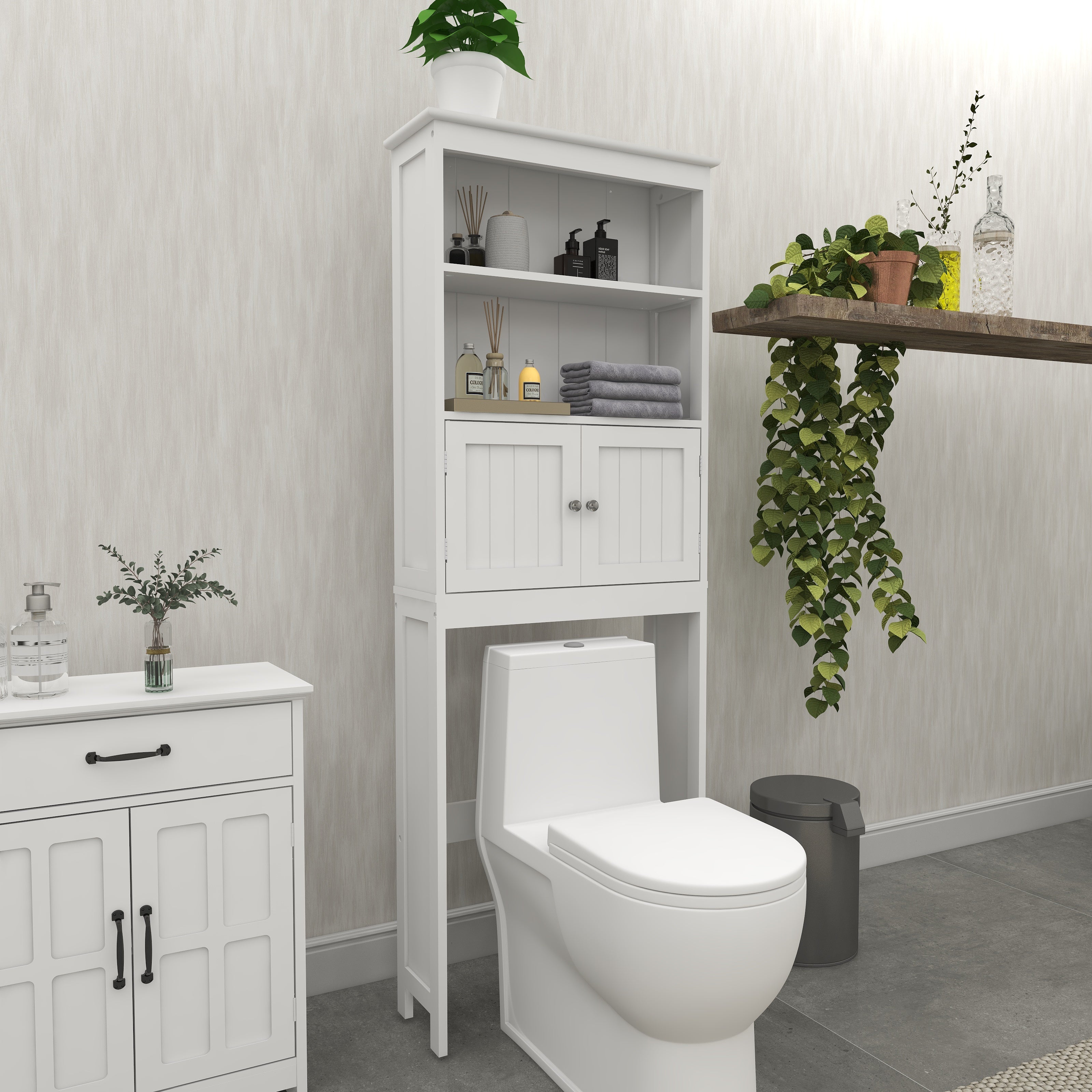 Mobile Bagno Sopra WC 2 Ripiani 2 Ante Legno
