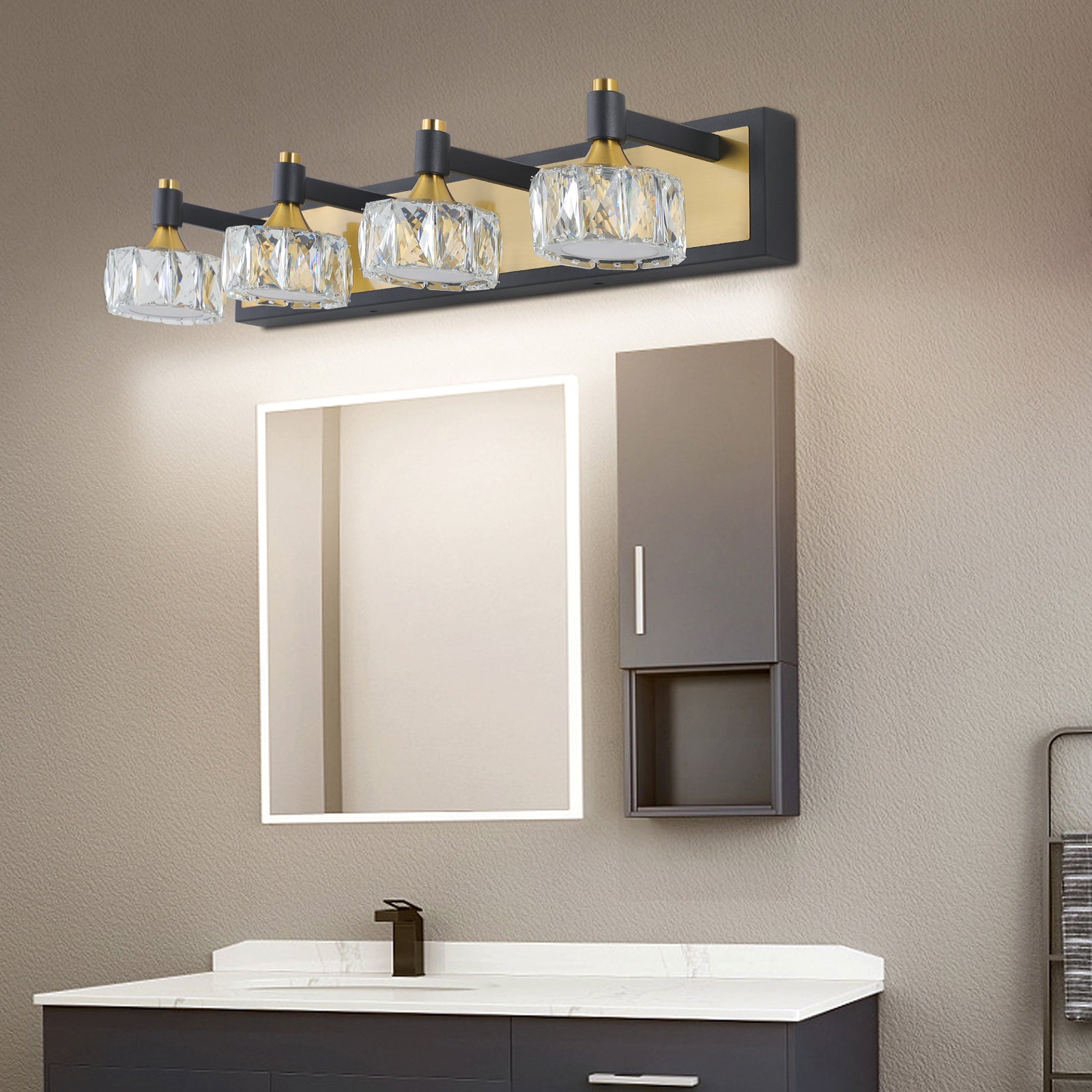 Lampada Bagno LED 4 Luci Cristallo Moderna