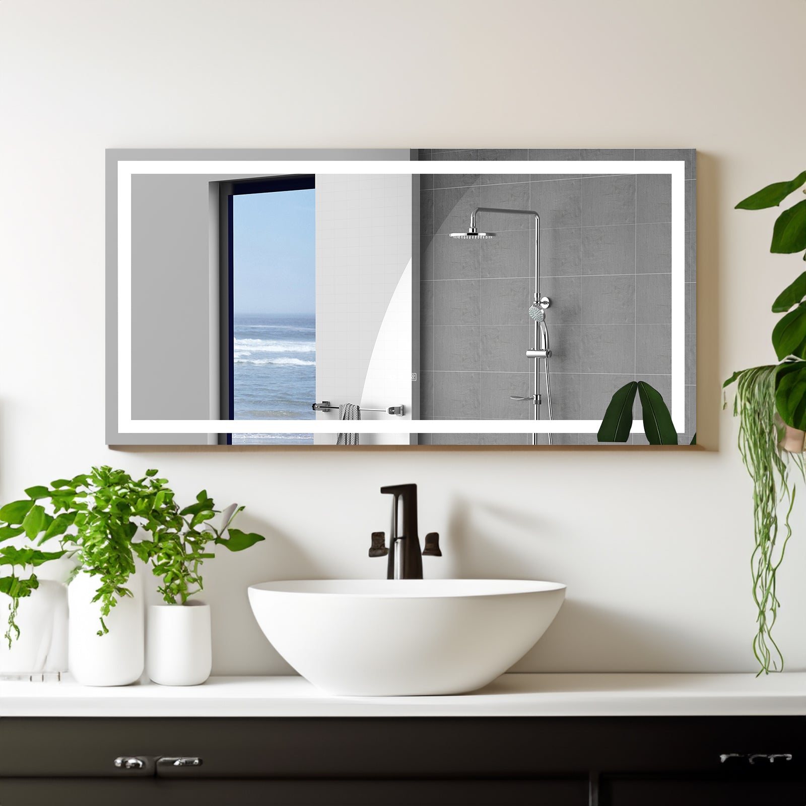 Specchio LED Bagno 183x91cm Antiappannamento