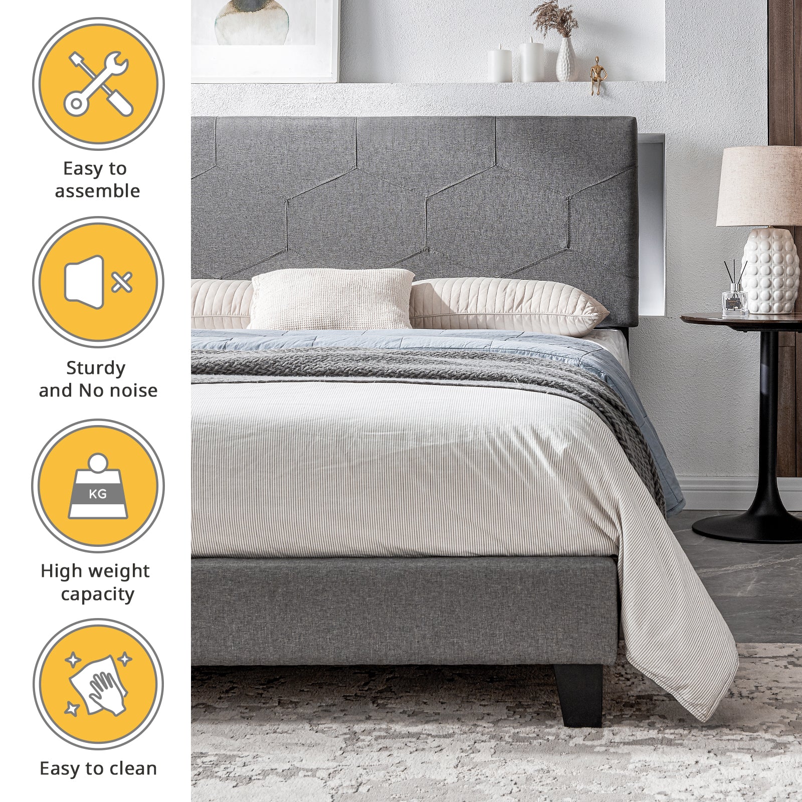 Letto Imbottito Facile RoyalRest Grigio
