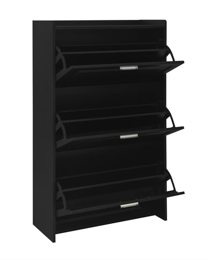 U-Can Shoe Storage Cabinet for Entryway with 3 Flip Drawers, Modern Shoe Organizer Cabinet, Free Standing Shoe Rack Black