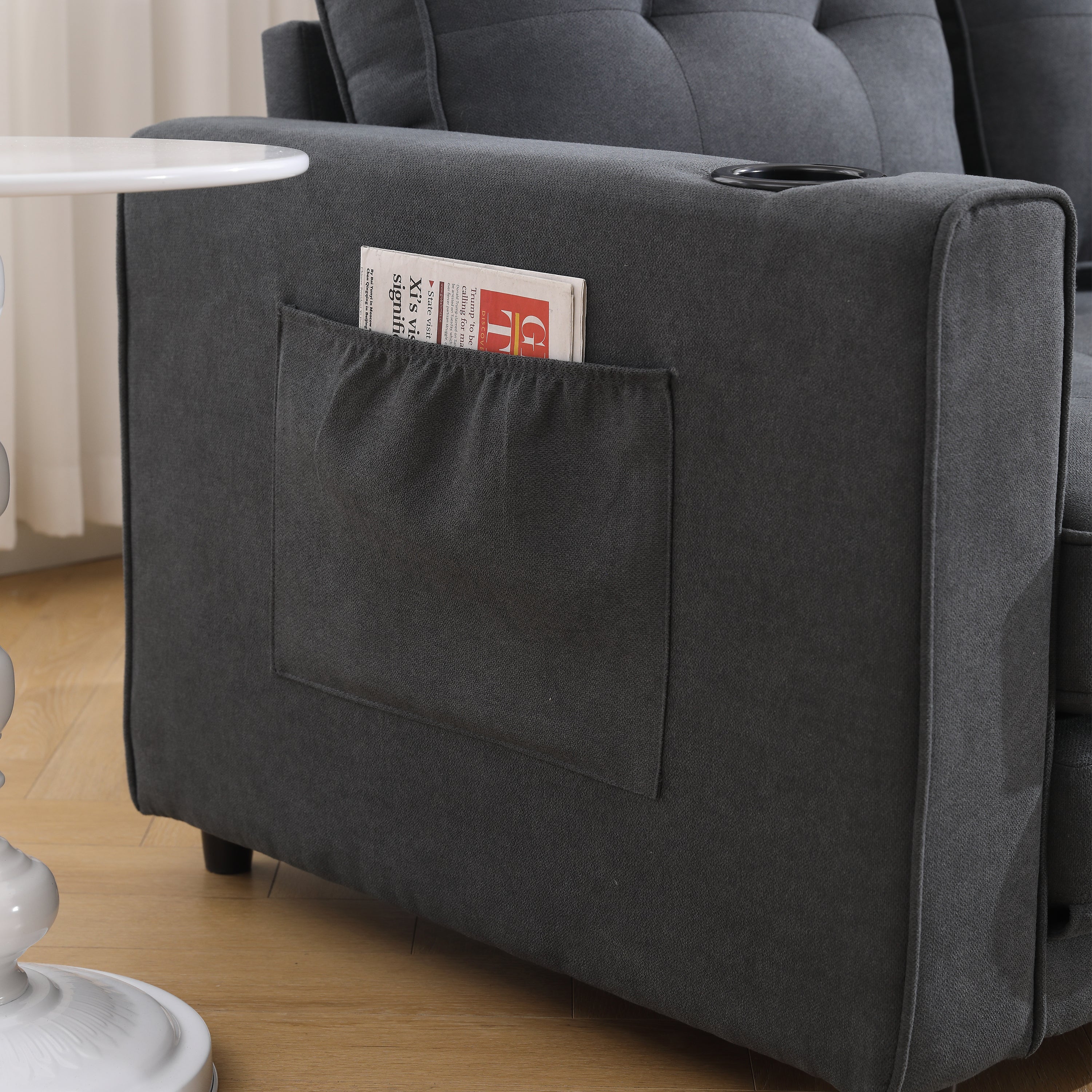 Divano Letto Futon 3 in 1 Grigio Scuro