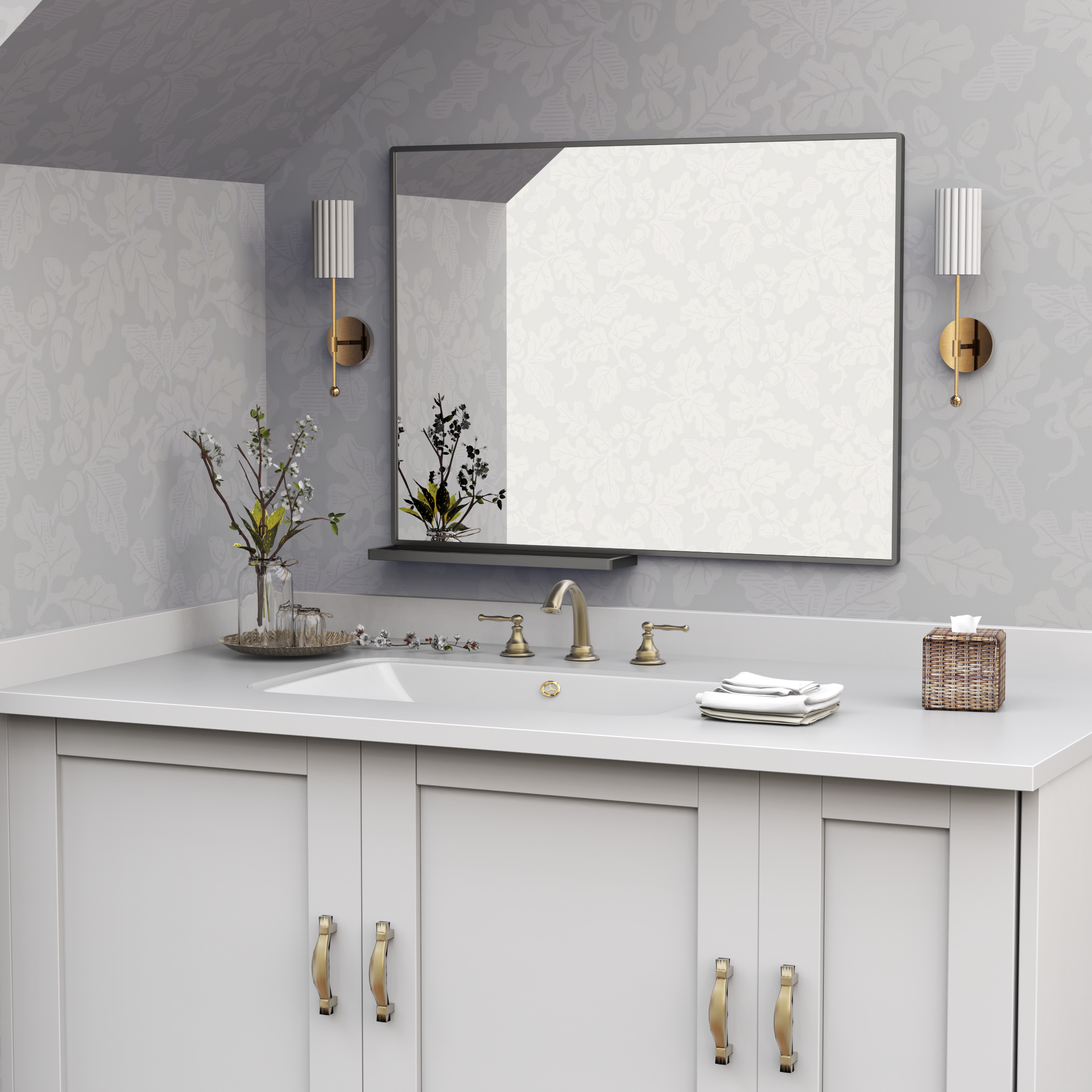 Specchio Bagno 102x76cm con Mensola Nero
