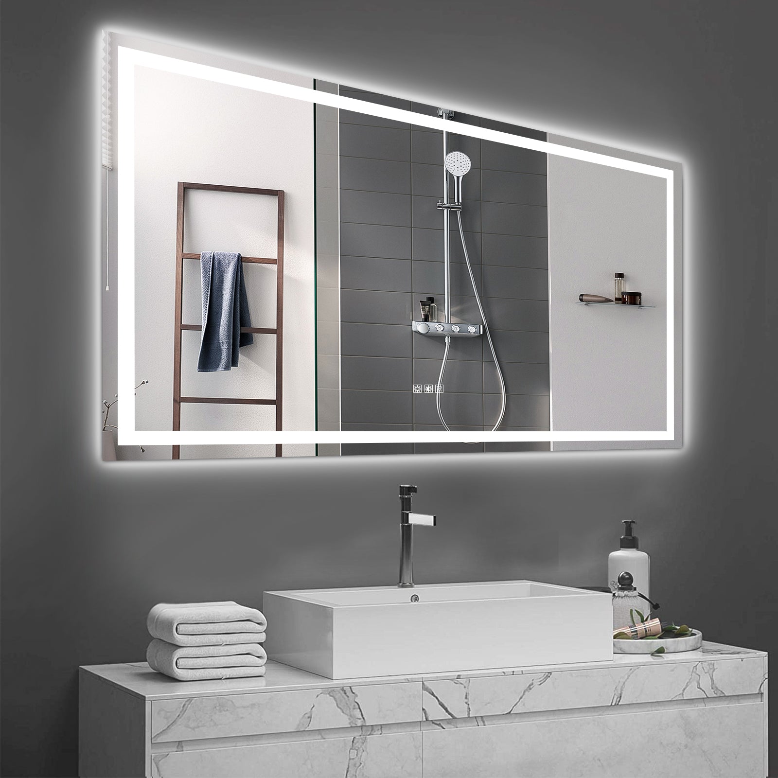 Specchio LED Bagno 183x91cm Antiappannamento