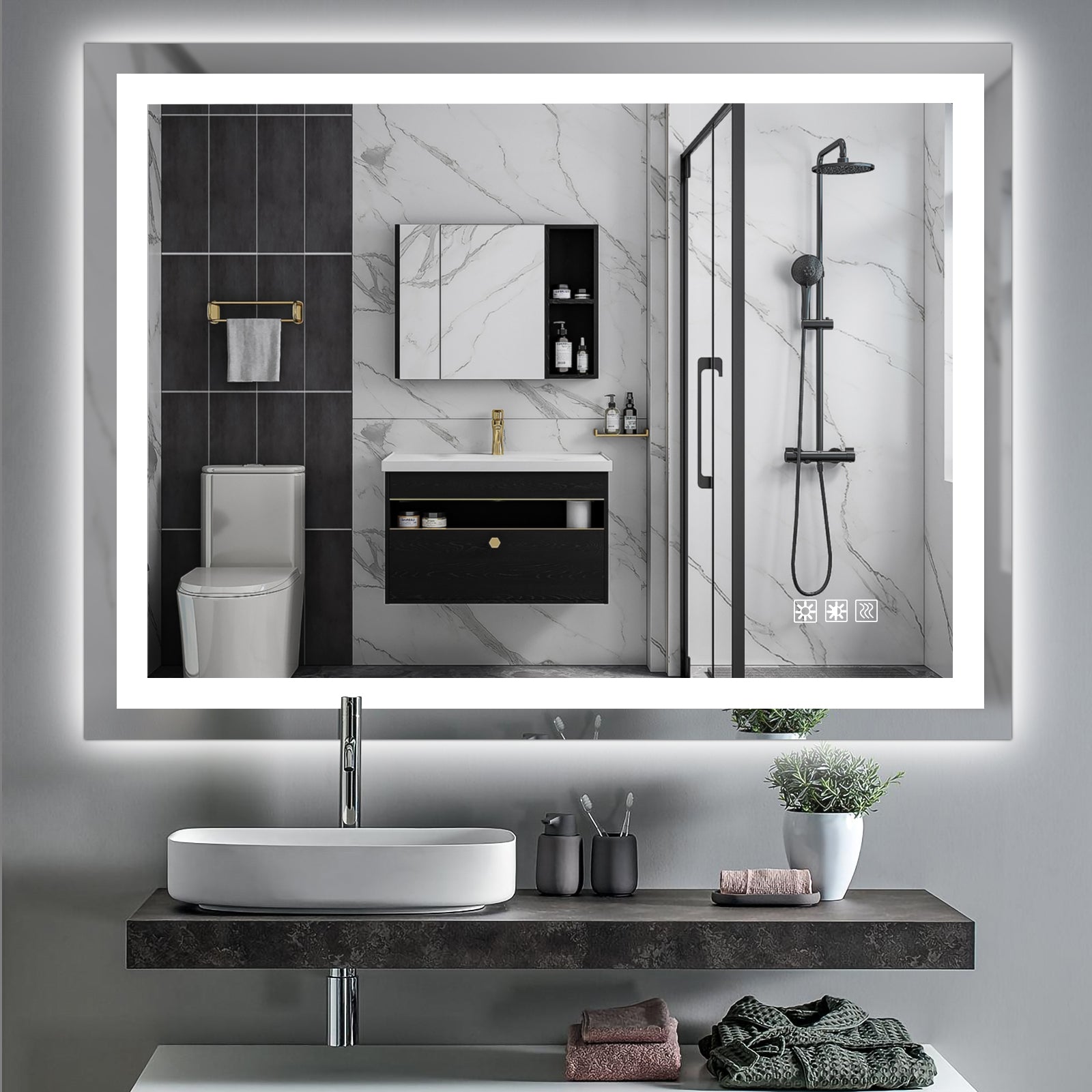 Specchio Bagno LED 122x91cm Anti-Appannamento