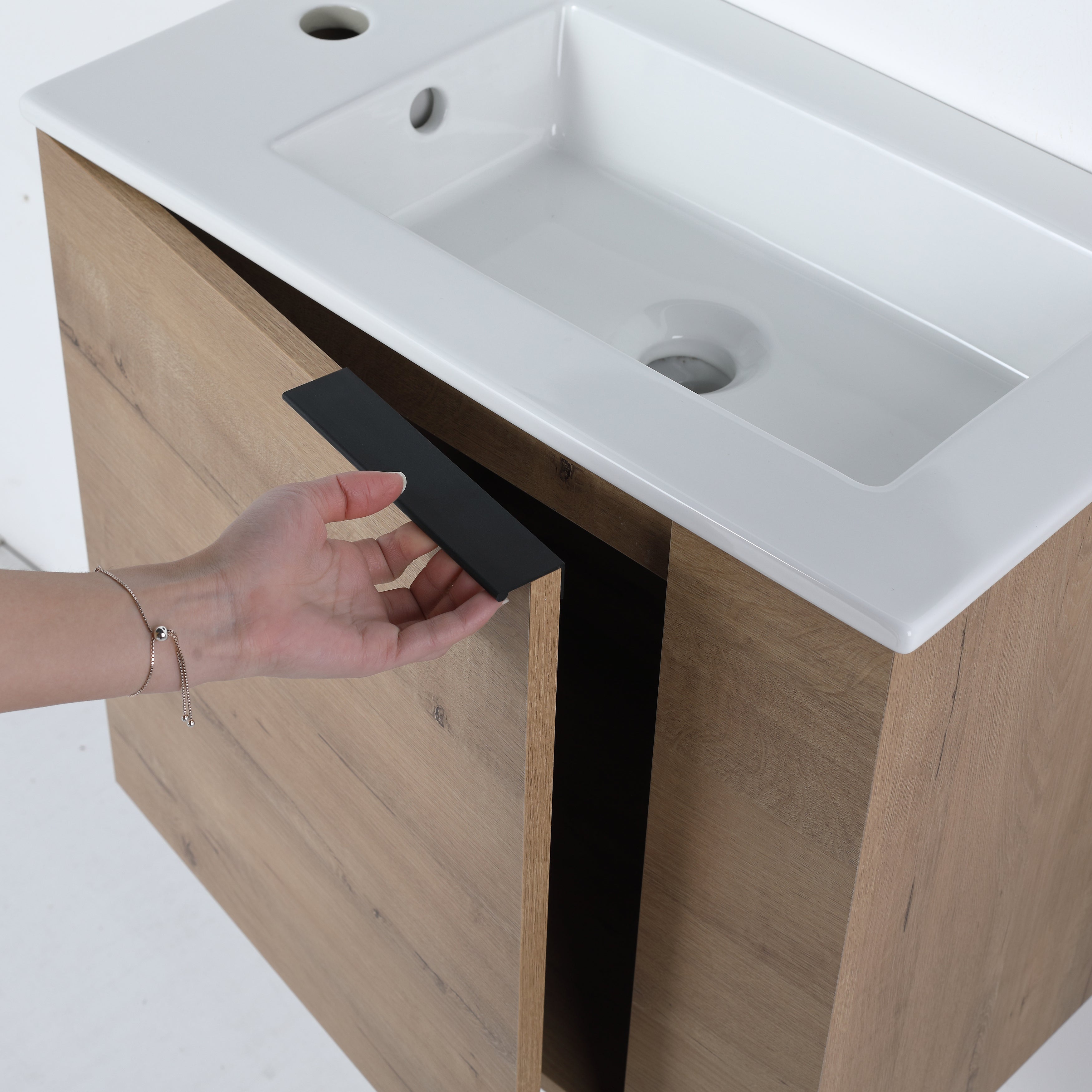 Mobile Bagno Sospeso 56cm Rovere con Lavabo