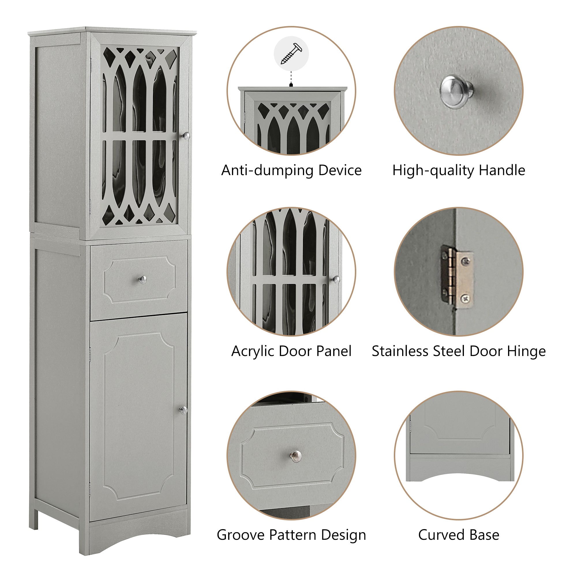 Mobile Bagno Alto con Cassetto Grigio