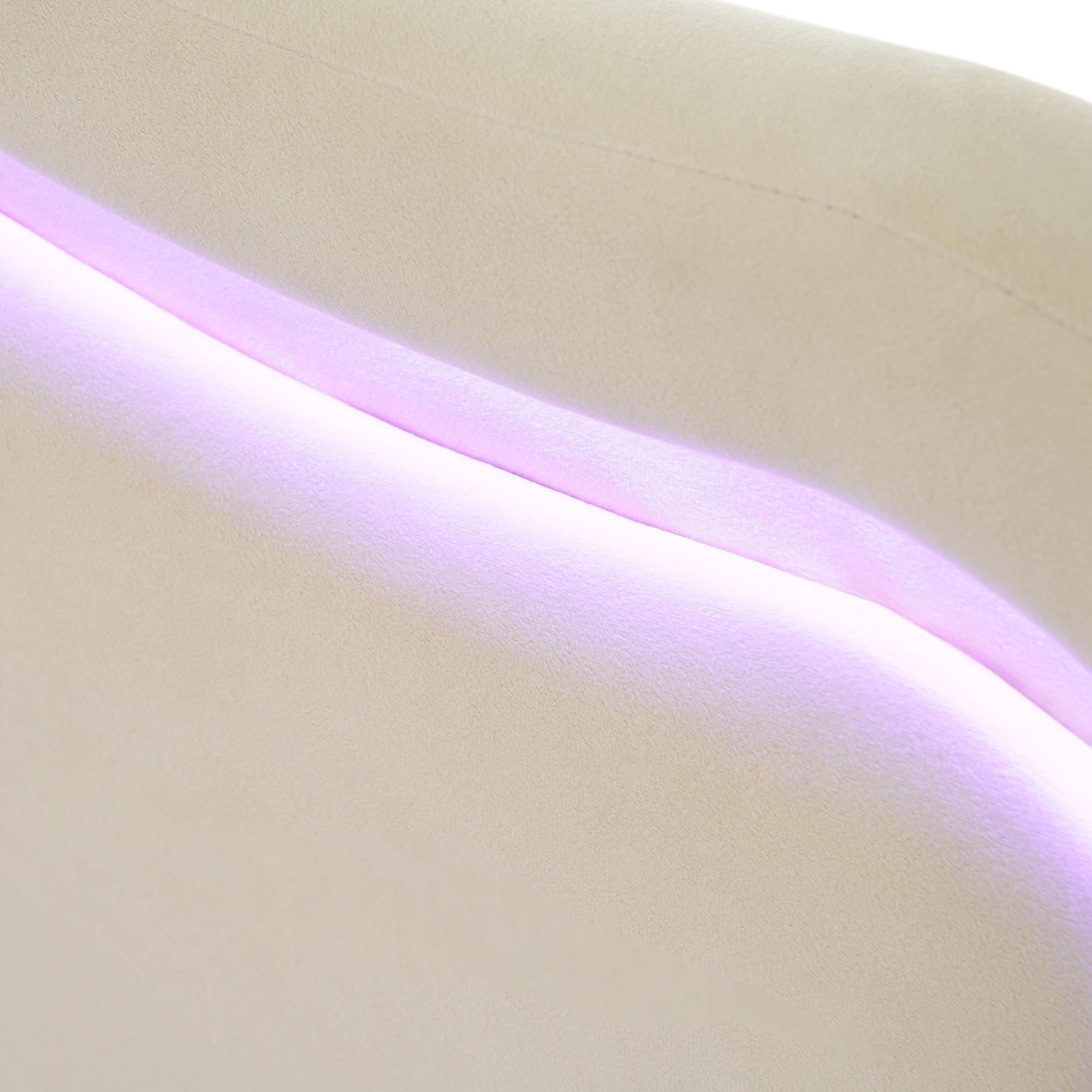 Letto Full Size Velluto Beige con LED