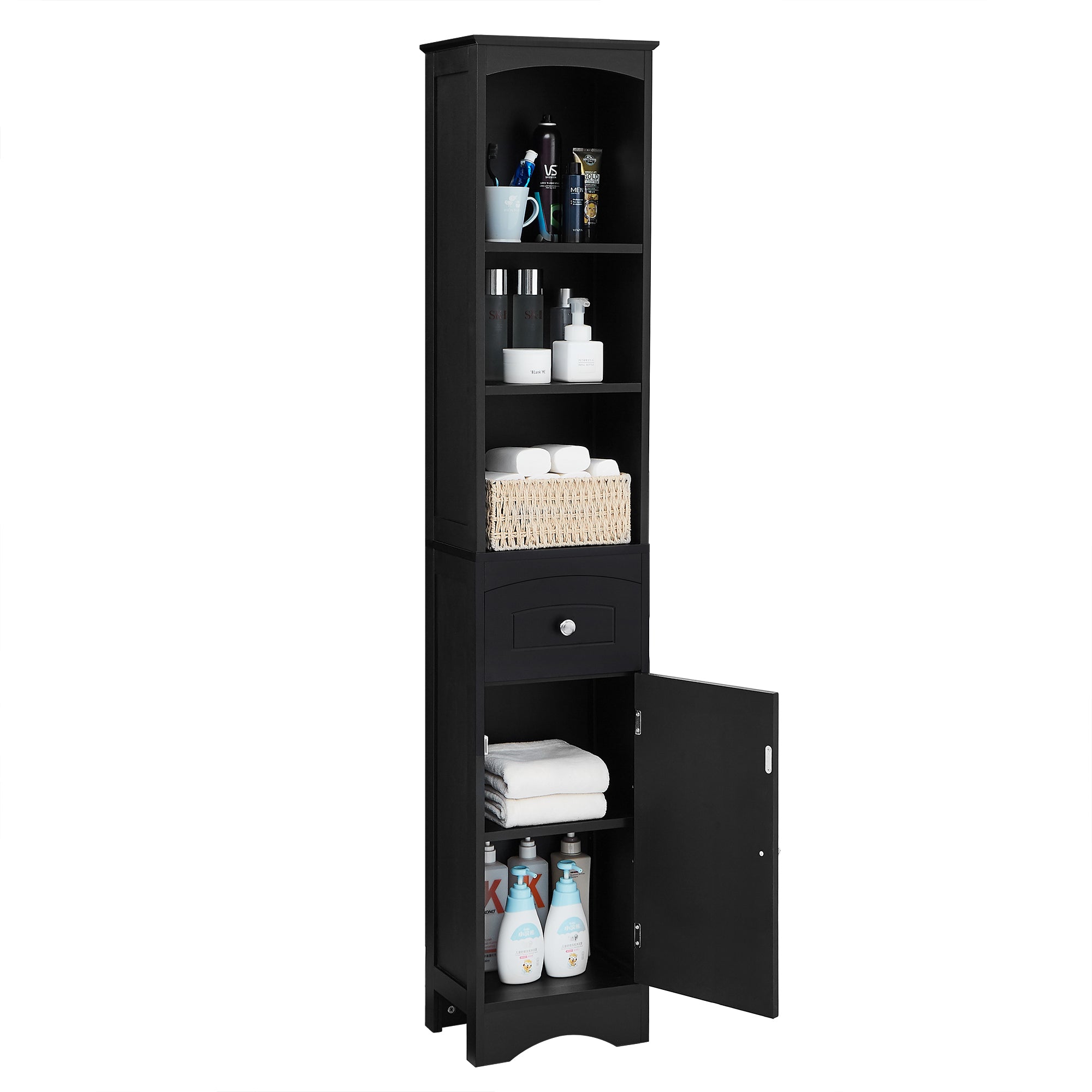 Mobile Bagno Stretto Alto Nero 170cm