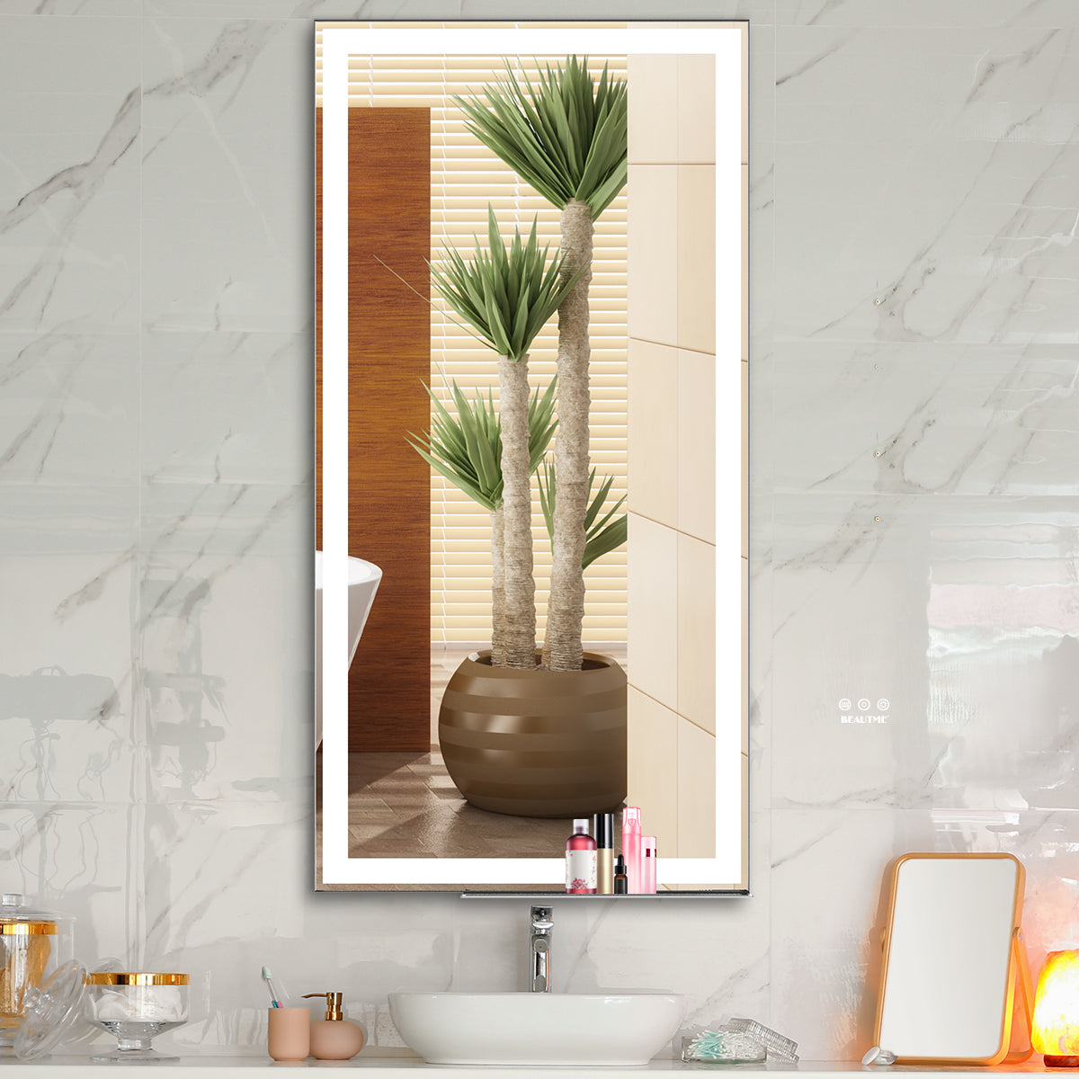 Specchio LED Bagno 122x61cm Antiappannamento