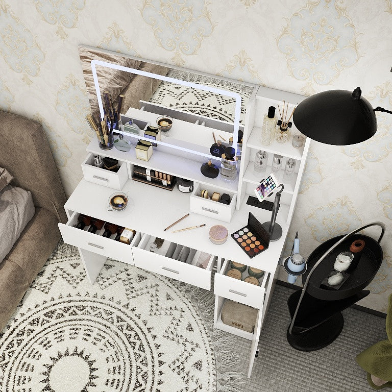 Toeletta Bianca con Specchio Smart LED