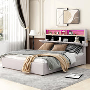 Letto Queen con LED e Ricarica USB Beige