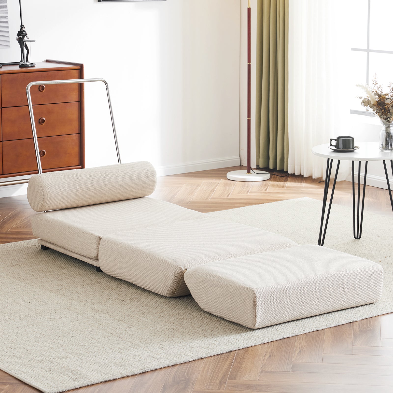 Poltrona Letto Pieghevole Bianco Crema
