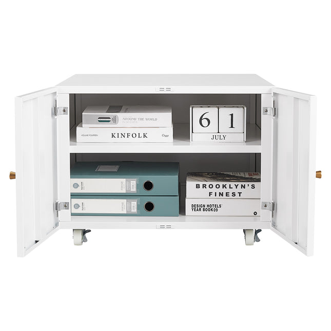 White Mobile Pedestal Copier Cabinet - Office Furniture File and Printer Stand