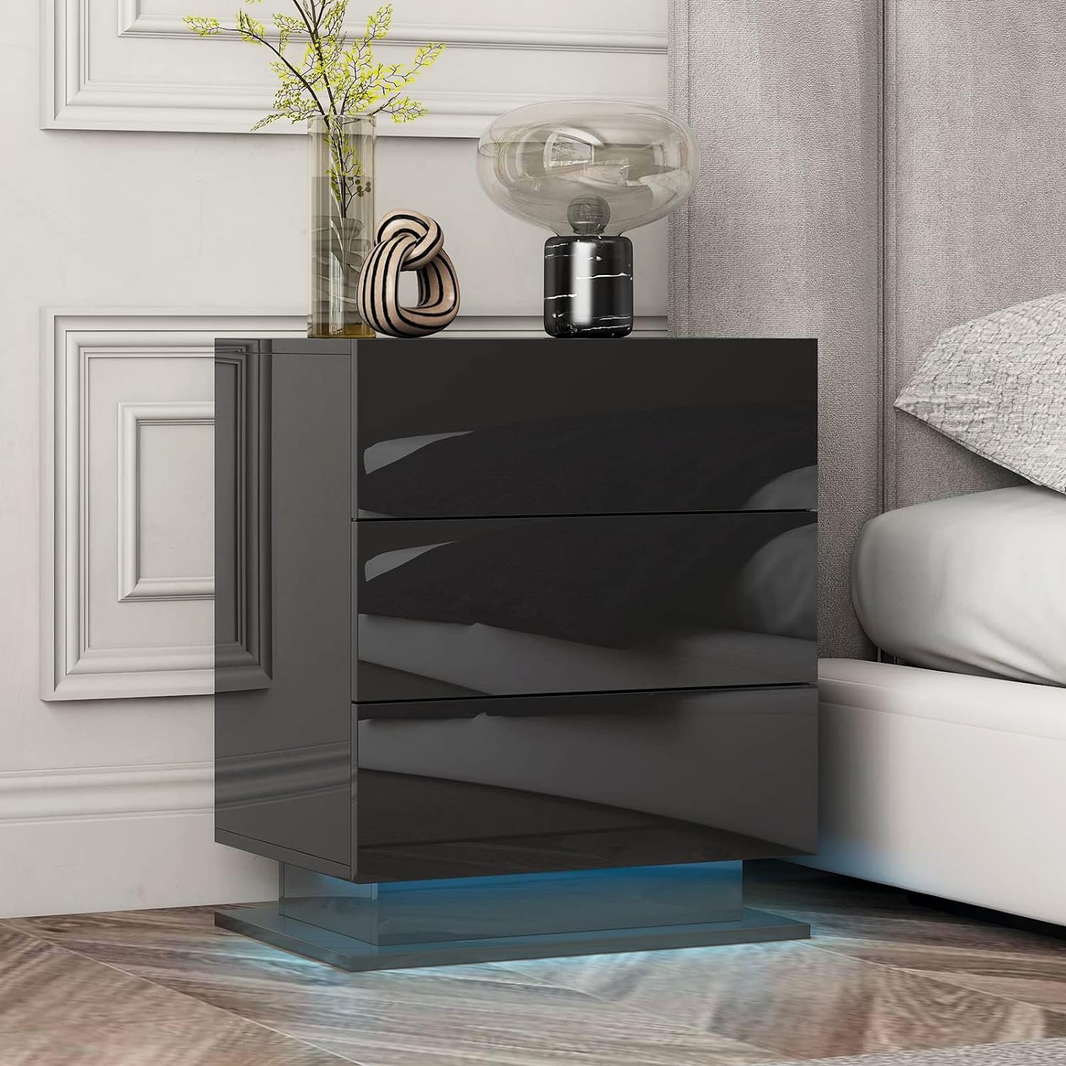 Comodino Nero con LED RGB