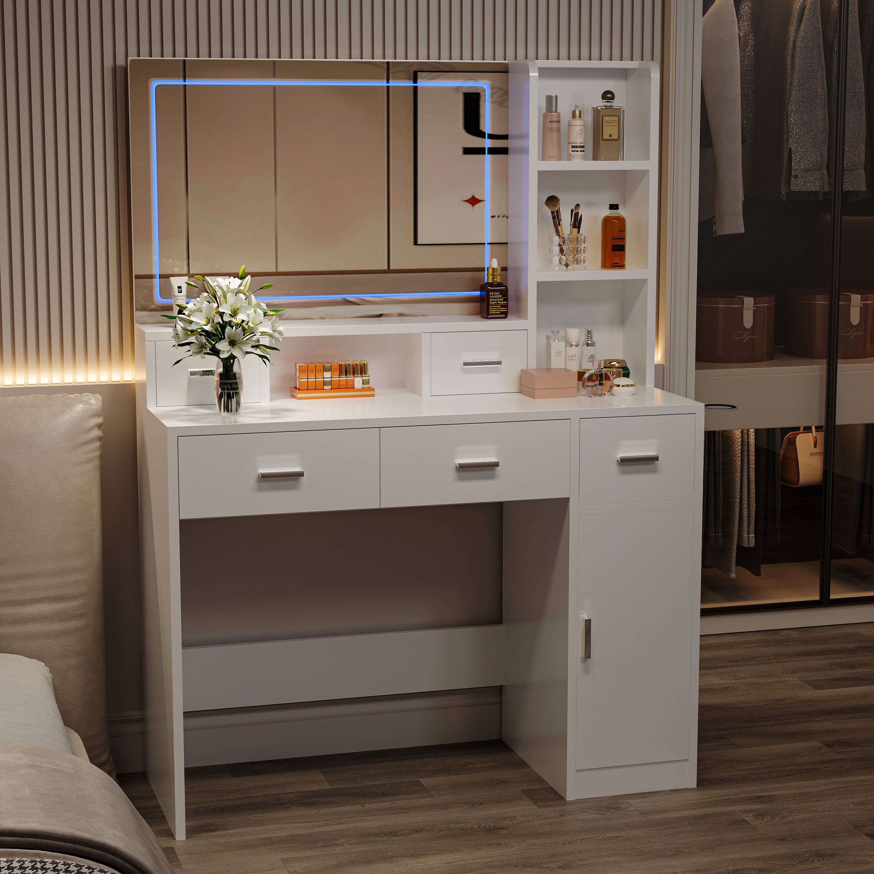 Toeletta Nera con Specchio Smart LED