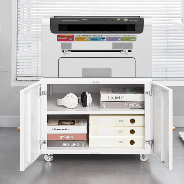 White Mobile Pedestal Copier Cabinet - Office Furniture File and Printer Stand