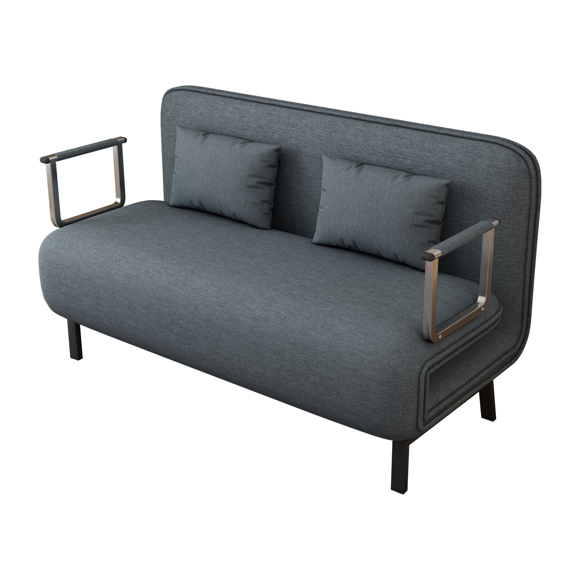 Poltrona Letto Convertibile Tri-Fold 140cm con Schienale Regolabile - Blu e Grigio