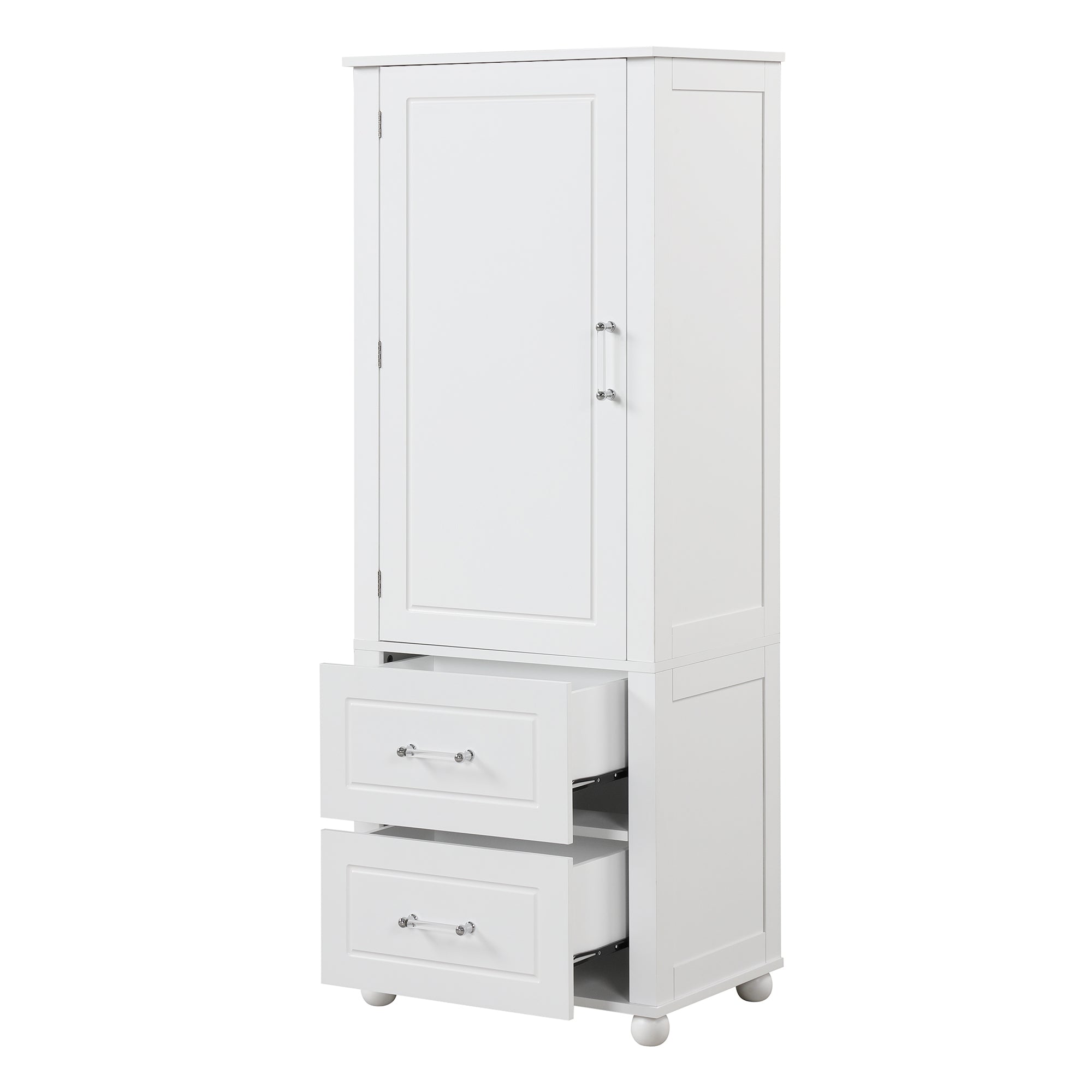 Armadietto Bagno Alto con Cassetti e Ripiano Regolabile
