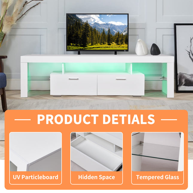 LED TV Stand for 75 Inch TVs – Modern Entertainment Center with Storage and Drawer, Perfect for Living Room and Gaming