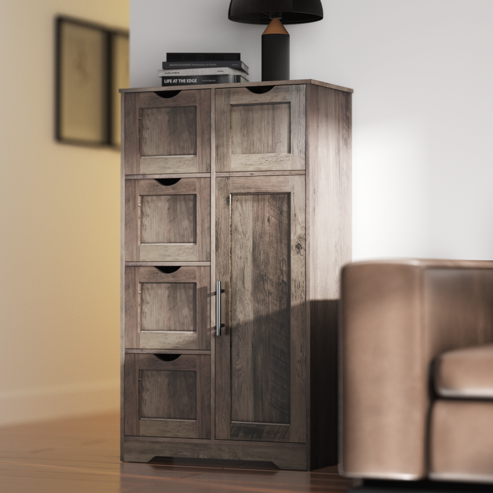 Mobile Bagno 5 Cassetti 1 Anta Grigio