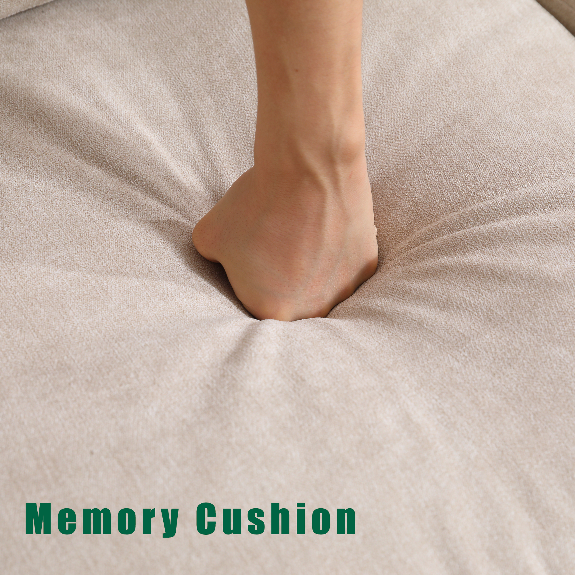 Divano Angolare Lino Beige 4 Posti