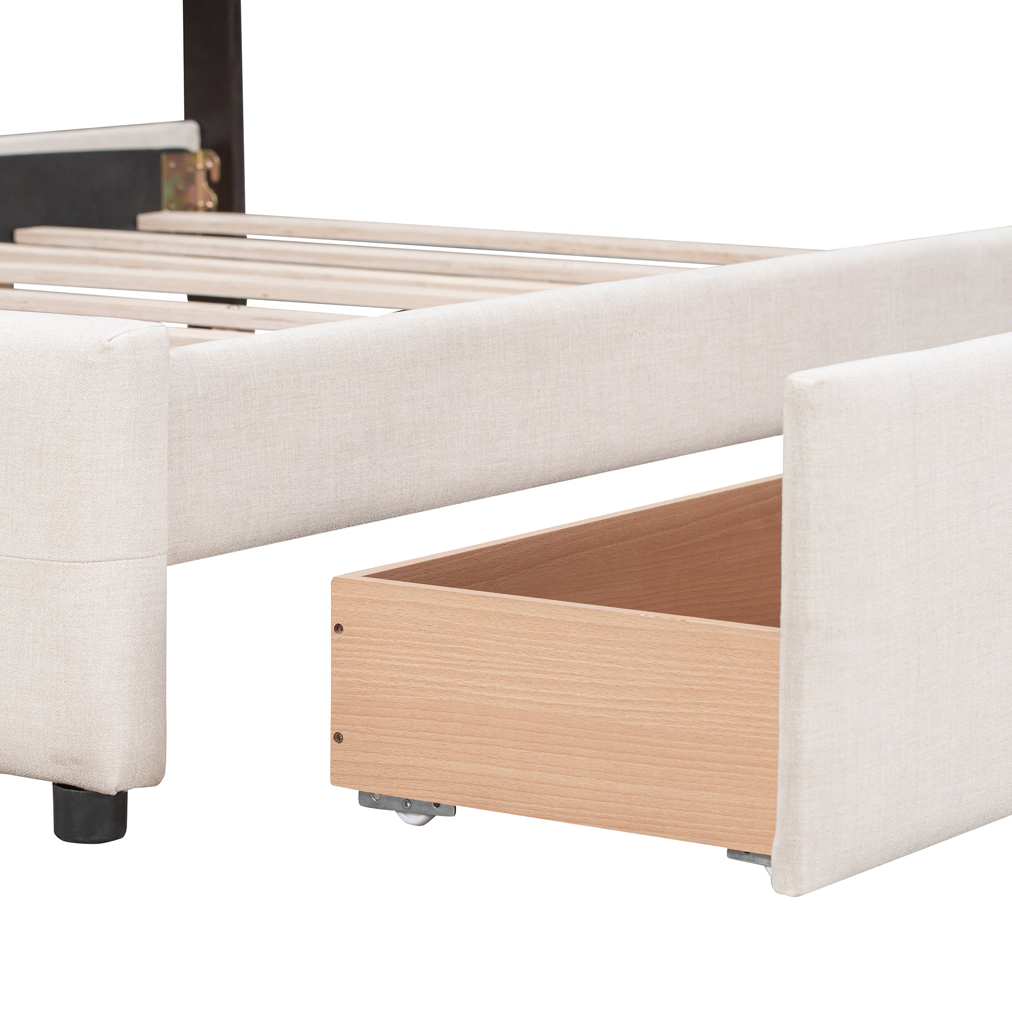 Letto Queen Imbottito 4 Cassetti Beige