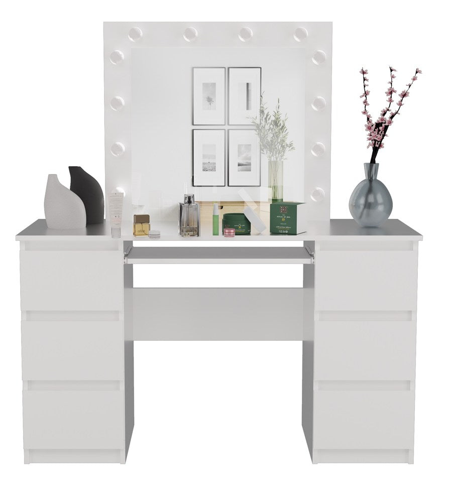 Toeletta Aura con Specchio LED – Bianco 130x51x76 cm