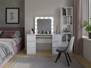 Toeletta Grande con Specchio LED e 6 Cassetti — Bianco
