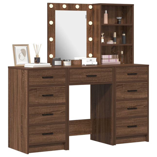 Set da trucco 3 pezzi con LED in legno nero